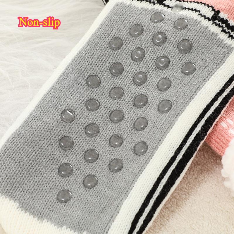 Women Winter Warm Plush Non Slip Thermal Fluffy Sock Home Sleeping Soft Women Floor Grip Fuzzy Slipper Sock Short Funny Zipper
