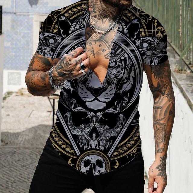 Pánské košile Krátké Luxusní košile s límečkem Lapel Prom Vysoce kvalitní topy Pánské oblečení Slim Fit Tričko 5xl Barokní potisk Volná trička