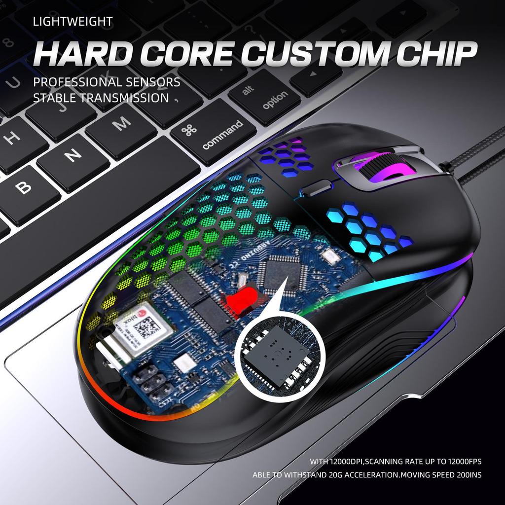 Ergonomic RGB Wired Lightweight Gaming Mouse with Hollow Design