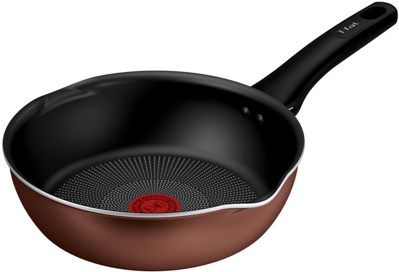 Tefal 22cm Deep Frying Pan with Spout, IH and Gas Stove Compatible, PFOA-Free, Long-Lasting Non-Stick,  IH Titanium Excellence Mocha Multi-Pan  Brown