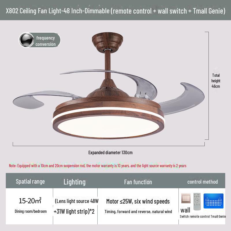 Solid Wood North American Walnut Ceiling Lamp with Full Spectrum Eye Protection for Living Room and Bedroom