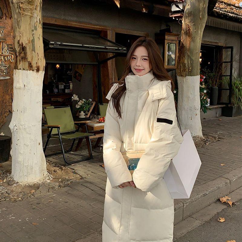 Parkas New Korean Long Cotton Coat for Female Students Knee-high Winter Fashionable Loose Down Cotton Coat
