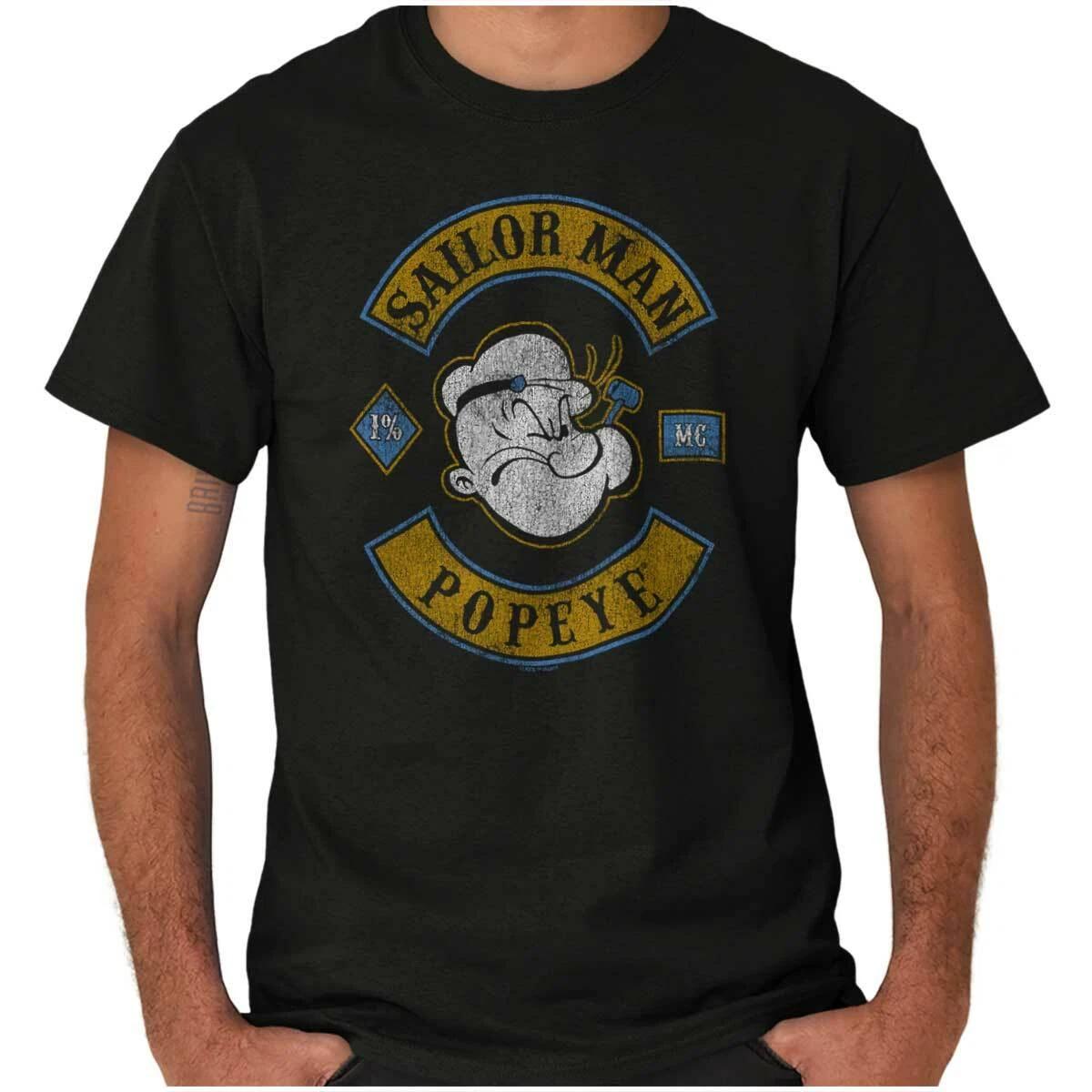 Popeye Sailor Man Vintage Nautical Cartoon Womens or Mens Crewneck T Shirt Tee S
