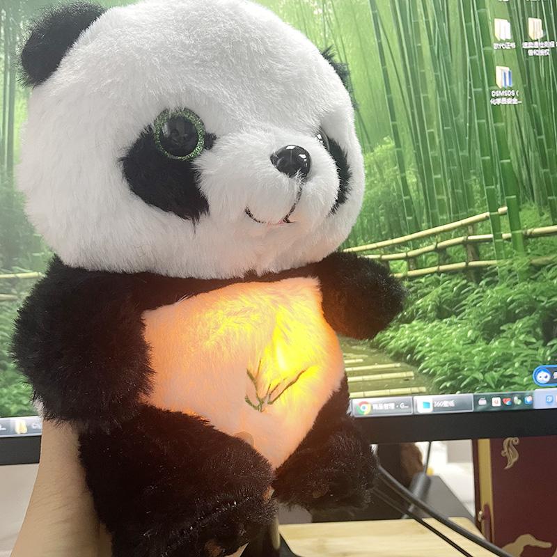 Baby Atmendes Panda Baby Beruhigendes Plüschtier Spielzeug Baby Kinder Beruhigende Musik Schlafbegleiter Ton- und Lichtpuppen-Spielzeug Geschenk