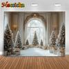 Mocsicka Christmas Background Photography Xmas Tree Winter Snow Home Window Gifts Decoration Baby Shooting Backdrop Photo Studio