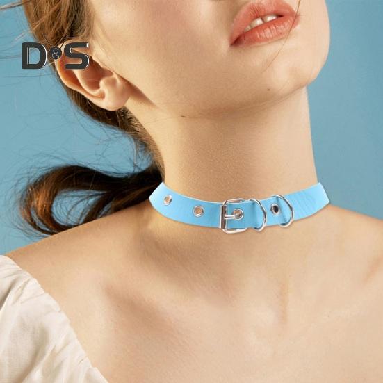 Pánský náhrdelník Vintage Punk Styl Nastavitelná Umělá kůže Jednobarevné Bukle Pin Krk Pásek Party Club Choker Šperky pro dospělé