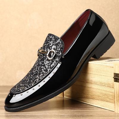 Fashion Men Dress Shoes Fashion Patent Leather Business Shoe Luxury Sequins Wedding Shoes for Men Classic Slip-On Loafers Designer Shoes