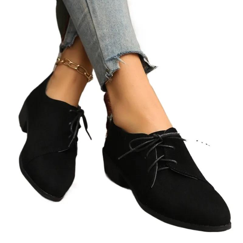 Ladies Shoes 2024 Lace Up Women's Pumps Plus Size Office & Career Pumps Women Round Toe Low Square Heel Outdoor Shoes Female