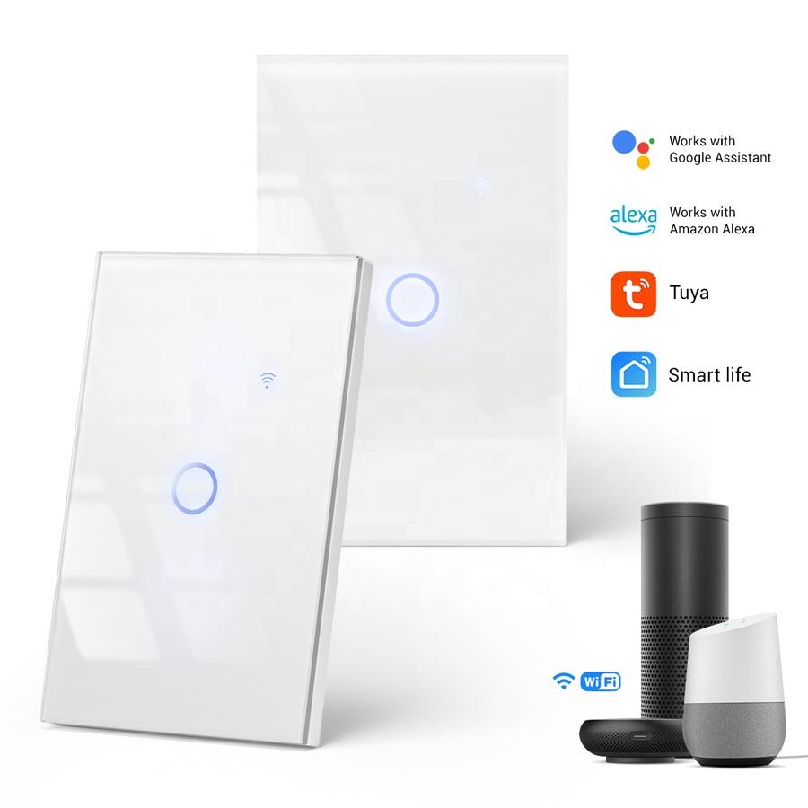 Multi-Control Association Flush Smart Light Switch, 1 Gang WiFi Touch Switch with Smart Life APP Control Neutral or Capacitor