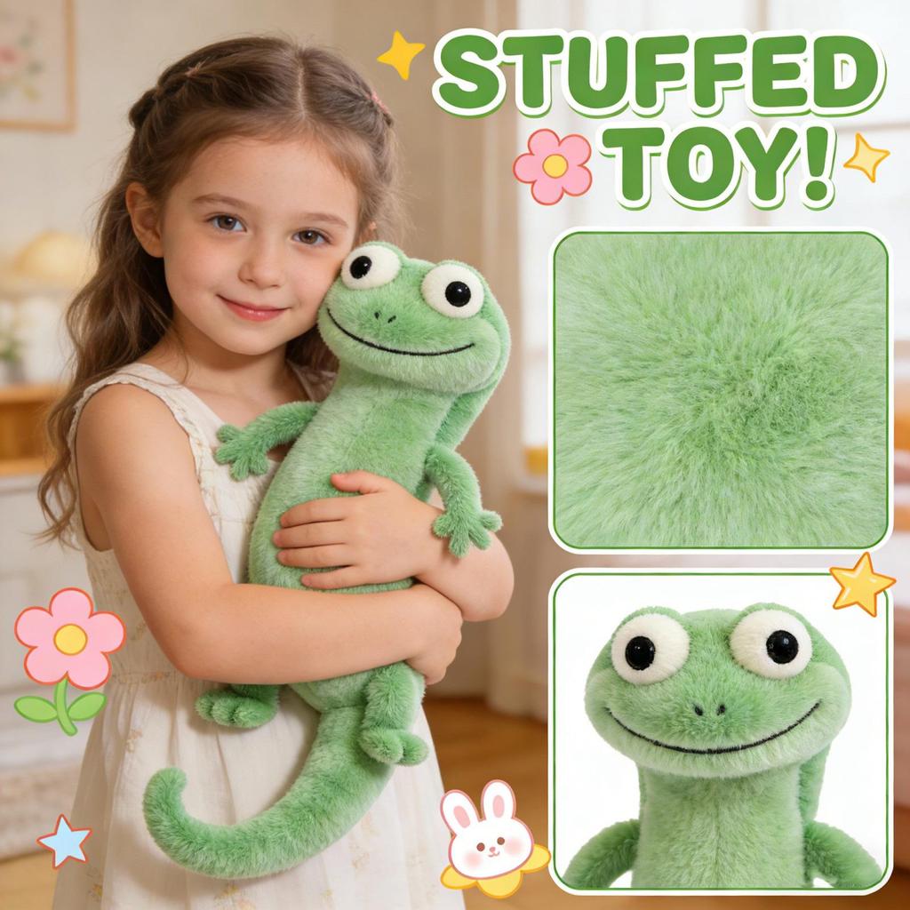 Tom the Green Lizard Plush Toy - Realistic Simulation Doll