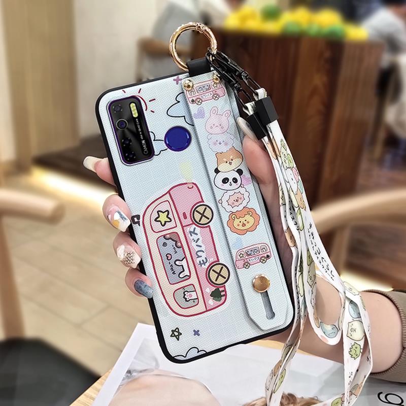Cute Ring Phone Case For Tecno Camon15/15Air/16S/KD7H/CD6/CD7/Spark5/5Pro Anti-dust Back Cover Wristband Phone Holder