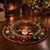 3D-Illusions-Teppich Weihnachten Runder Teppich Optischer Bereich Weihnachtsmann Tiefes Loch Winter Willkommensmatte Drucke Rutschfest für Eingang Wohnzimmer Feiertag