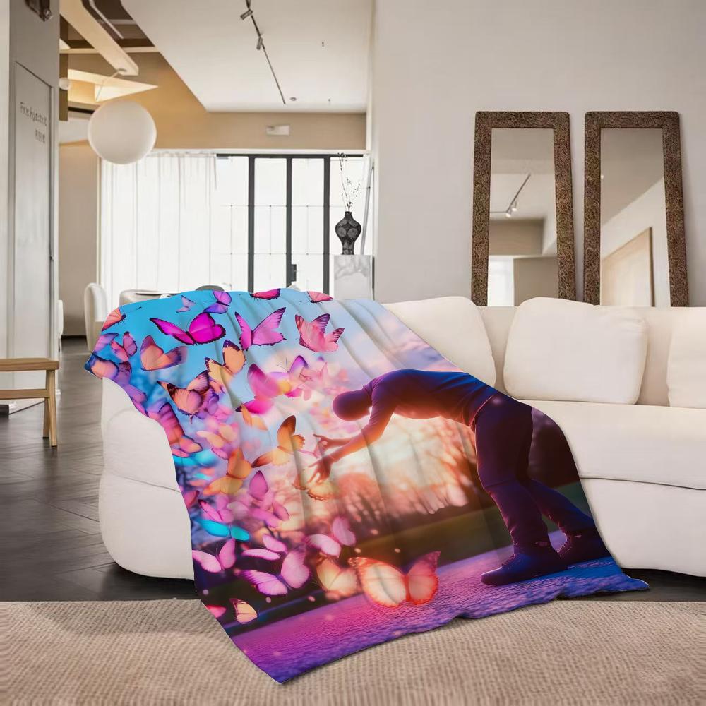 Art B Beautiful C Color Throw Flannel Throw Blanket Suitable for Sofa Living Room Bedroom