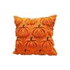 Soft Plush Pumpkin Pillow Case Cute Embroidery Square Shape Halloween Cushion Cover Warm Texture Solid Color