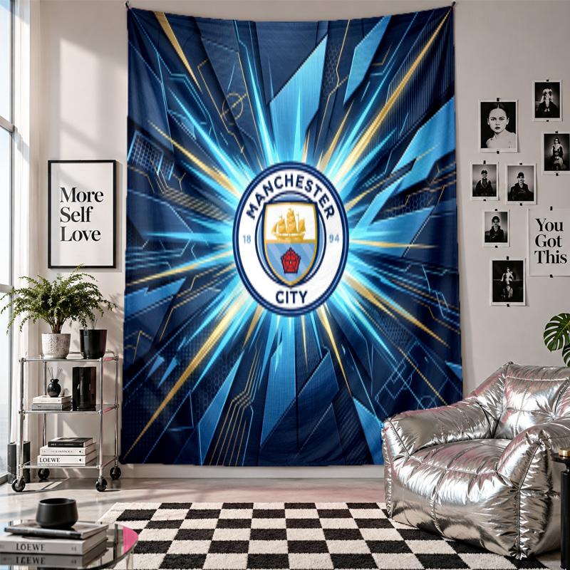 Arazzo da parete Manchester City Decorazione per la casa Tessuto da appendere a parete per camera da letto Soggiorno Sfondo