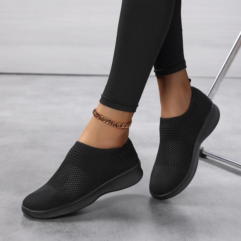 Ultra Light Women Casual Shoes Breathable Knitted Flats Light Elastic Walking Shoes Slip-on Loafers Soft Sole Driving Shoes