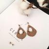 Elegant Retro Korean Wooden Earrings for Women – Versatile Autumn/Winter Long Studs