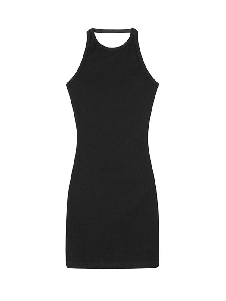 Summer new black Spice Girl sexy neck tight dress female design halter thin hip short skirt