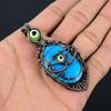Tibetan Turquoise & Green Evil Eye Pendant, 999 Copper Wire Wrapped Gemstone Jewelry, Handmade Pendant, For Thanksgiving