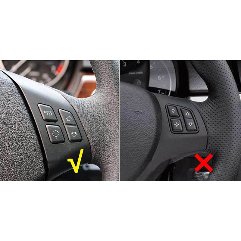 For BMW E90 E92 E93 3 Series 2005-2012 2Pcs Real Carbon Fiber Car Steering Wheel Button Frame Decorative