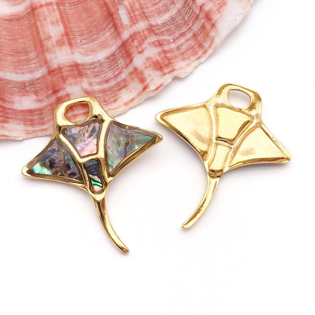 Colorful Shell & Stainless Steel Ocean Beach Pendant for DIY Jewelry