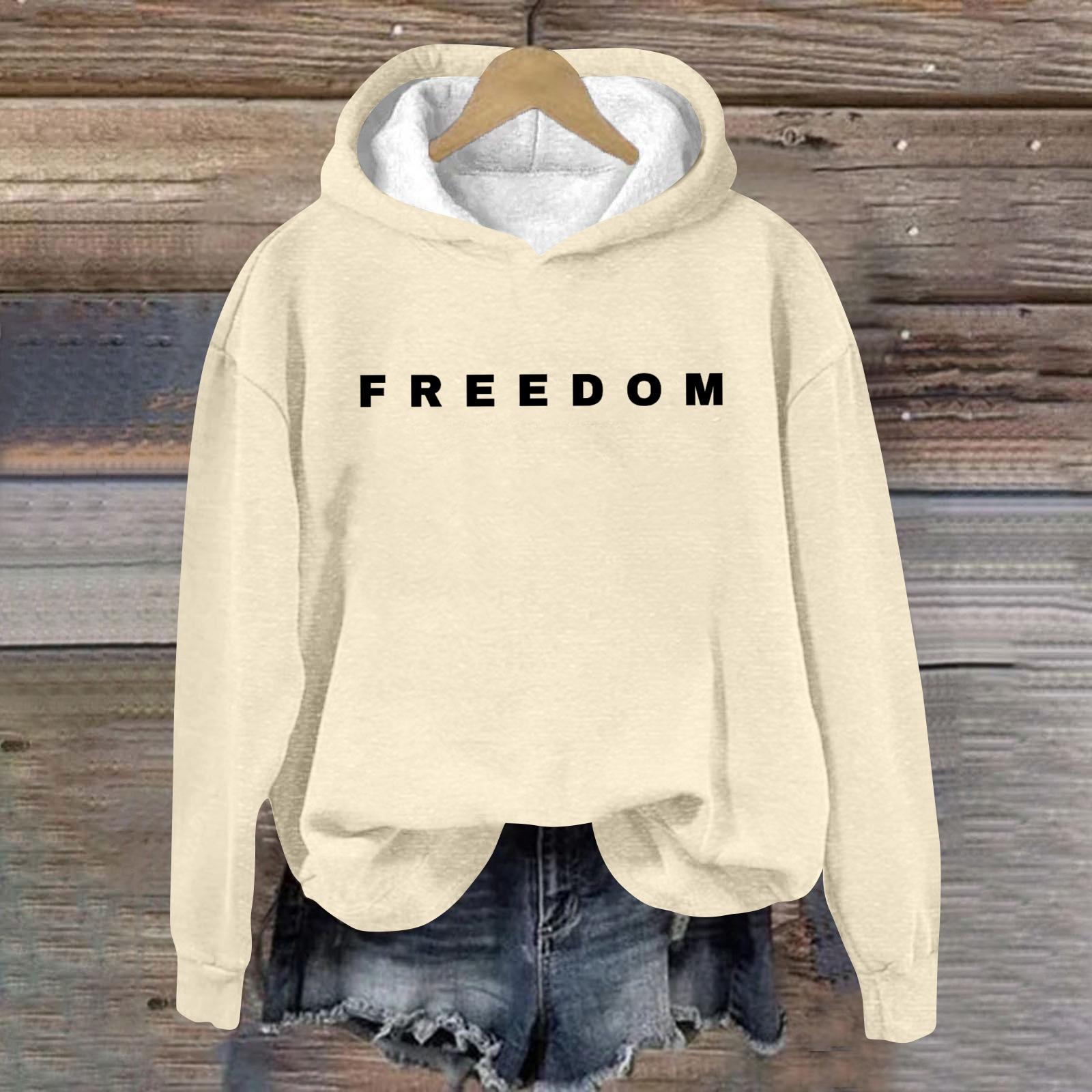 

Women s Loose And Comfortable Round Neck Long Sleeved Hooded Sweatshirt With Printed Text S бежевый