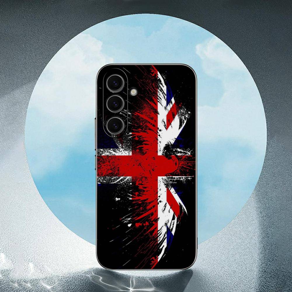 Uk Flag For Samsung Galaxy S25 S24 S23 Ultra S22 S21 Plus S20 Black Soft Silicone Protective Case