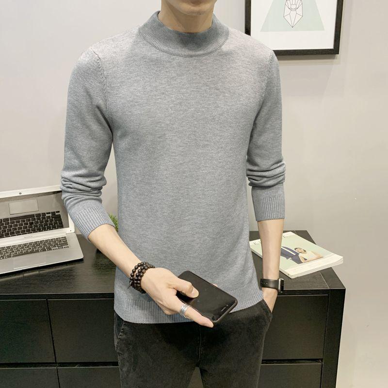 Autumn and Winter High Quality Men's Sweater Sweater Men's Pullover Half High Collar Soft and Warm Knitted Sweater