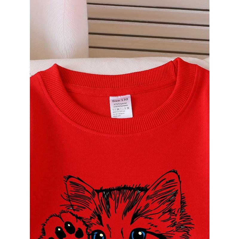 European sizes Kids' Casual Printed Round Neck Pullover, Kids' Fashion Round Neck Sweatshirt with Adorable Animal Prints, Casual Comfortable