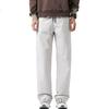 MMOPTOP Men's Autumn Winter Trendy Loose Fit Straight Cargo Pants Casual Sportswear K001 Gray L