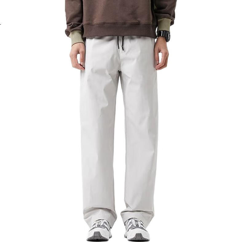 MMOPTOP Men's Autumn Winter Trendy Loose Fit Straight Cargo Pants Casual Sportswear K001 Gray L
