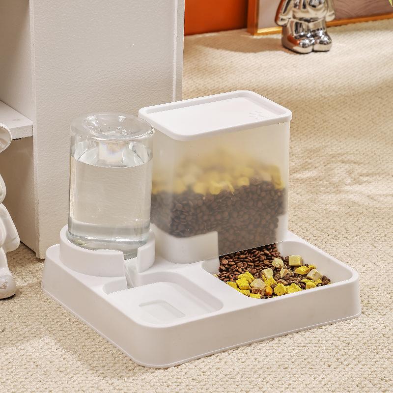 

Pet Cat Food Bowl 2-in-1 Automatic Dog Cat Food Feeder and water Dispenser multi-purpose Food Container Pet Supplies белый