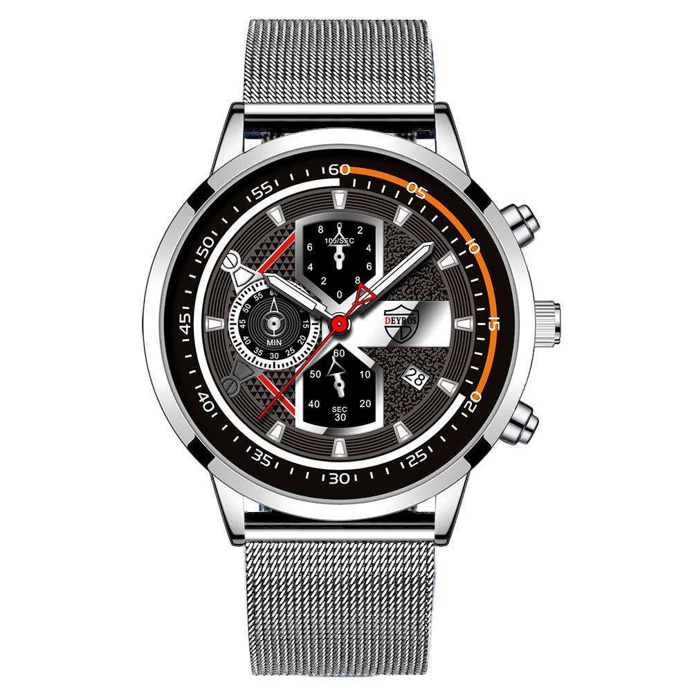 

Модний спортивний годинник Модний чоловічий календарний годинник Чоловічий студентський годинник Кварцовий сталевий годинник Чоловічий годинник срібний