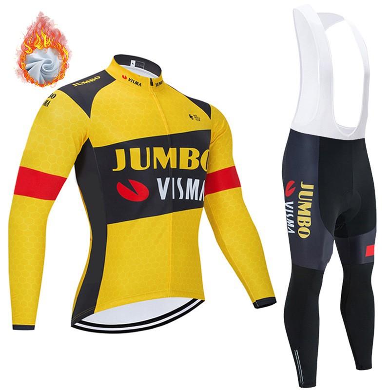 Mens Fleece Cycling Jersey Long Sleeve Winter Thermal Bike Top Road Mountain Biking