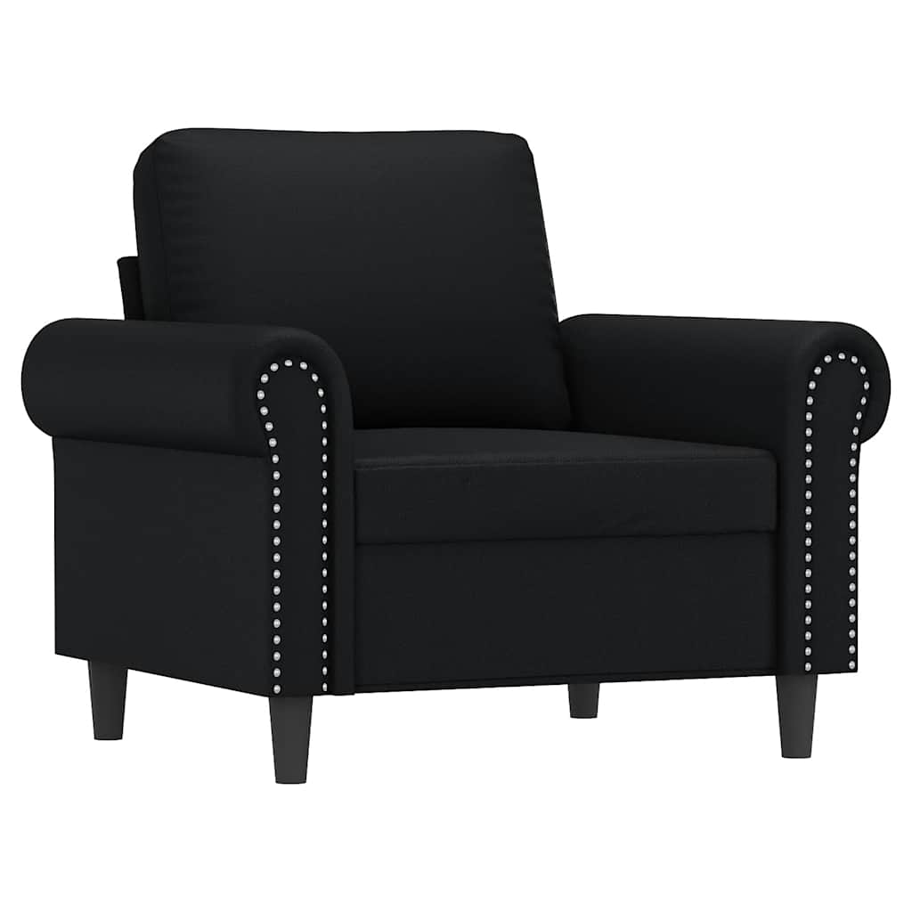 Vidaxl Armchair with Footrest, Black, 60 Cm, Faux Leather