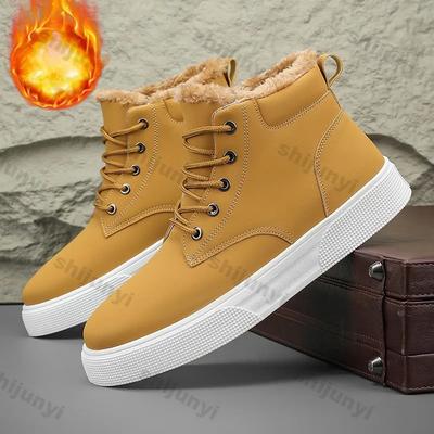 Winter Herrenstiefel Neu Warm Plüsch Bequem Rutschfest Baumwollschuhe Lässige Skateboard-Schuhe Mode Trendige Outdoor-Stiefeletten