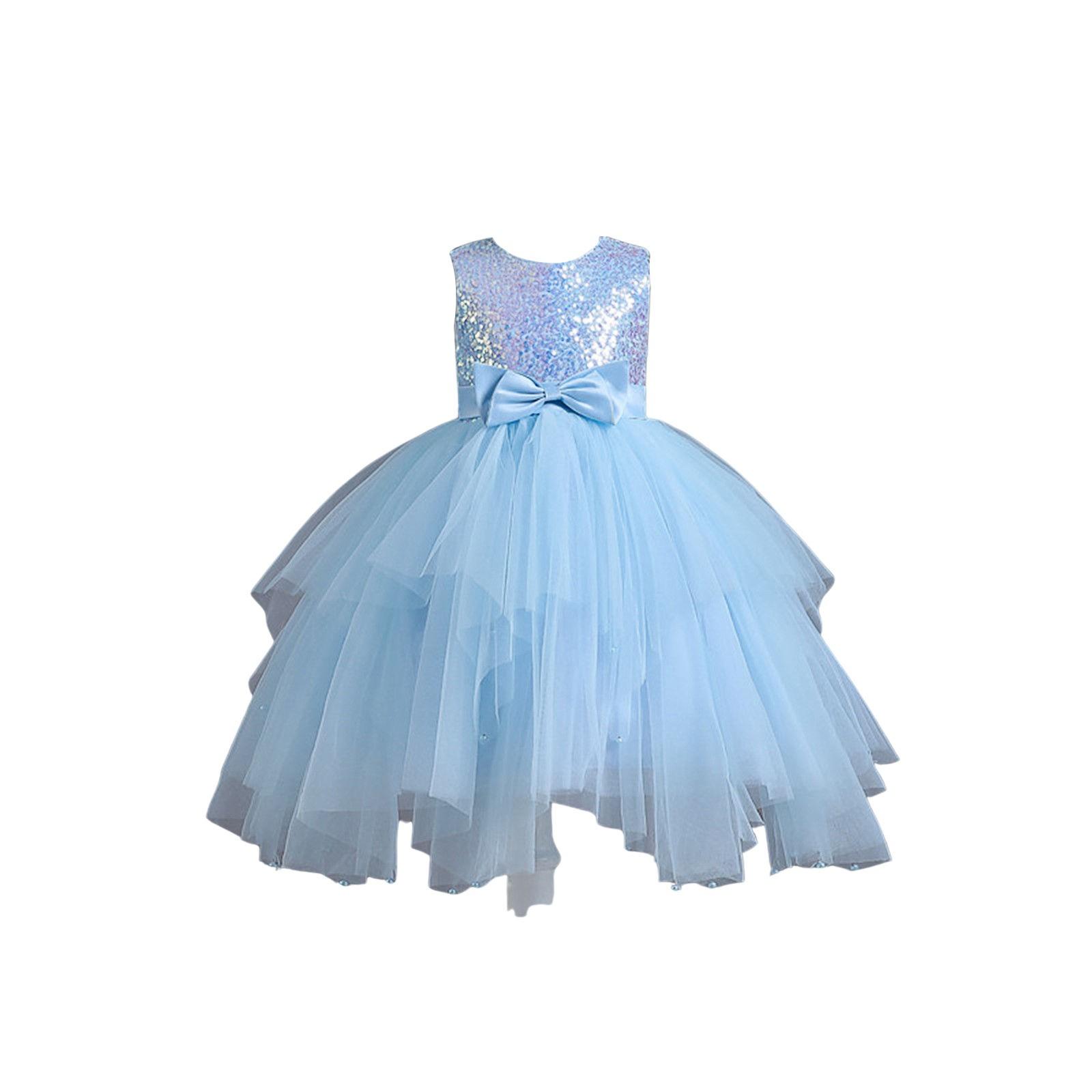 

Детское платье с бисером для девочек Детское платье Платье принцессы без рукавов для девочки на один год 150 небесно-голубой