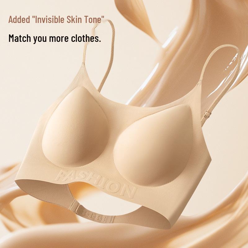 Traceless Invisible Jelly Foundation Bra: Comfortable Lift, Summer Thin Straps, Beautiful Back, Fixed Cup, Women's Underwear.