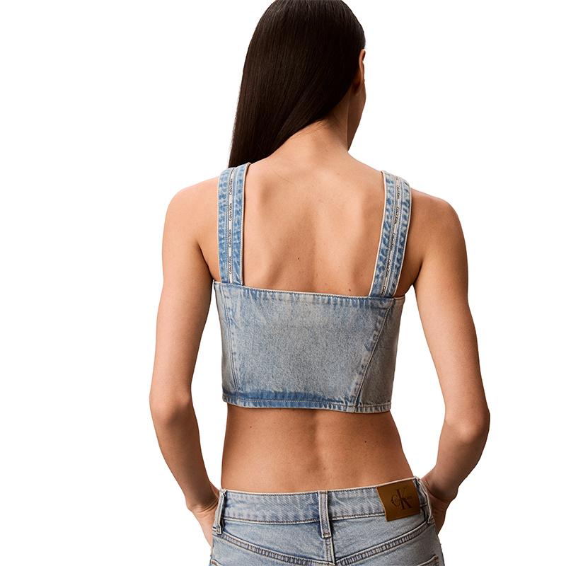 Calvin Klein Jeans American Trendy Button Front Cotton Denim Vest Women tops 47G728G