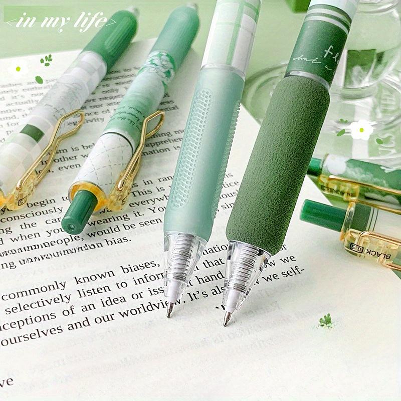 6 Pcs fresh style neutral pens, 0.5mm fine tip, black ink - ballpoint pens for students and offices