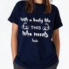 Unisex Cotton Crew Neck T Shirt with A Body Like This Who Needs Hair Muscular Arm Slogan Print Funny Bald Fitness Lover Gym Tees