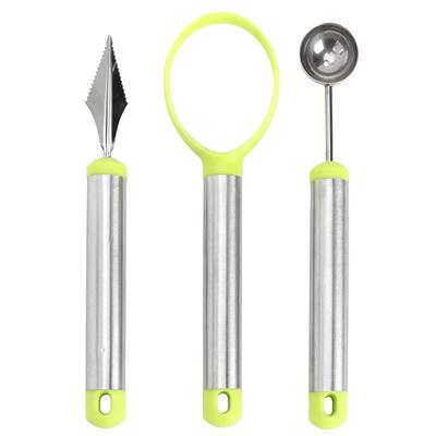 3pcs Multi Function Fruit Carving Device Watermelon Scoop Melon Digger Fruit Pulp Core Removal