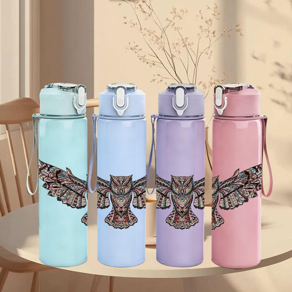 1PC Black Flying Eagle Bird 750ml Sports Water Bottle Leakproof Straw Lid Outdoor Office Home