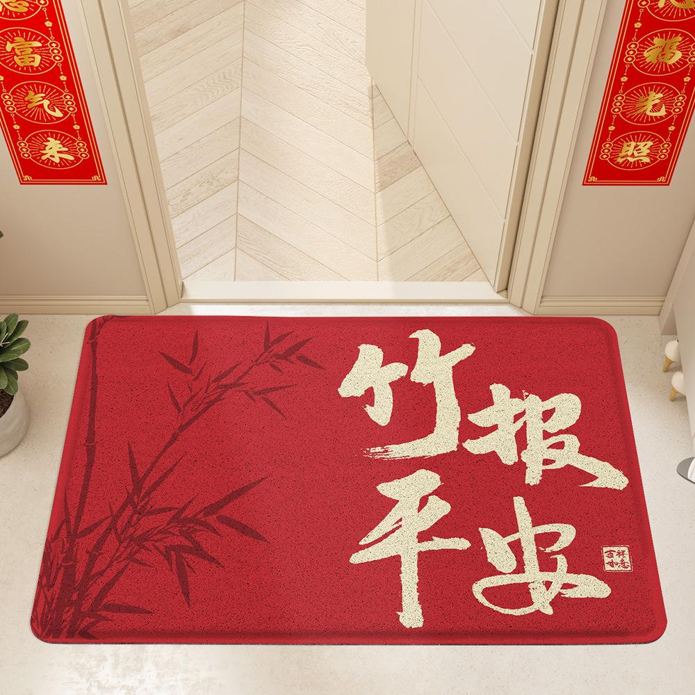 

Новый китайский стиль Входной ковер Высокоэластичный шелковый круглый коврик для пола Входная дверь Грязеотталкивающий Праздничный красный Новогодний Пылеудаляющие коврики для ног 45*75cm
