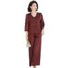 Plus Size Women's Summer Wide-Leg Pants Two-Piece Set for Middle-Aged and Elderly