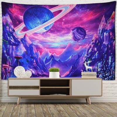 Arazzo cosmico a forma di pianeta viola, arazzo da parete astratto colorato, stregoneria, estetica, stanza, hippie, decorazione per dormitorio