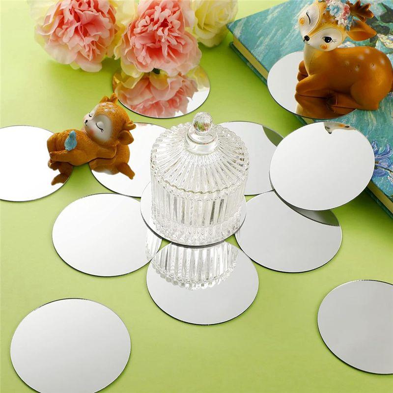 M-Modern-25 Pieces Acrylic Mini Size Round Mirror Adhesive Small Round Mirror Craft Mirror Tiles For Crafts (4 Inch In Diameter)