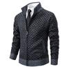 Autumn and Winter Men's Fashionable Plaid Jacket Trendy Stand Collar Slim Long Sleeve Casual Sweater Top