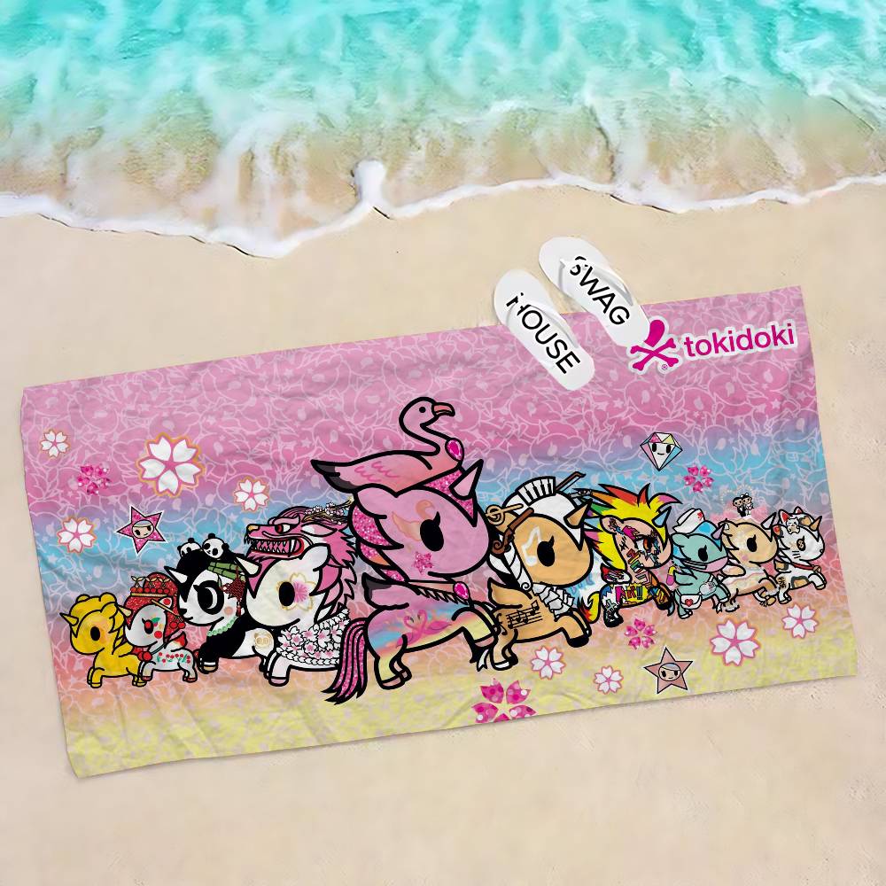 Kawaii T-Tokidoki Anime Beach Towel Colorful Bath Towels For Girl Microfiber Quick Dry Sand Free Beach Yoga Spa Gym Pool