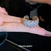 Cold Wind Zircon Flower Opening Ring Fashion Temperament Niche Design Index Finger Ring New High-end Accessories